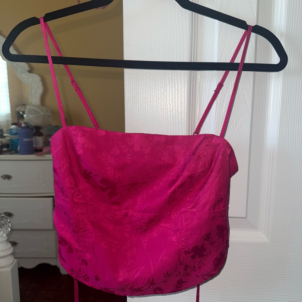 Vibrant Pink Floral Crop Top